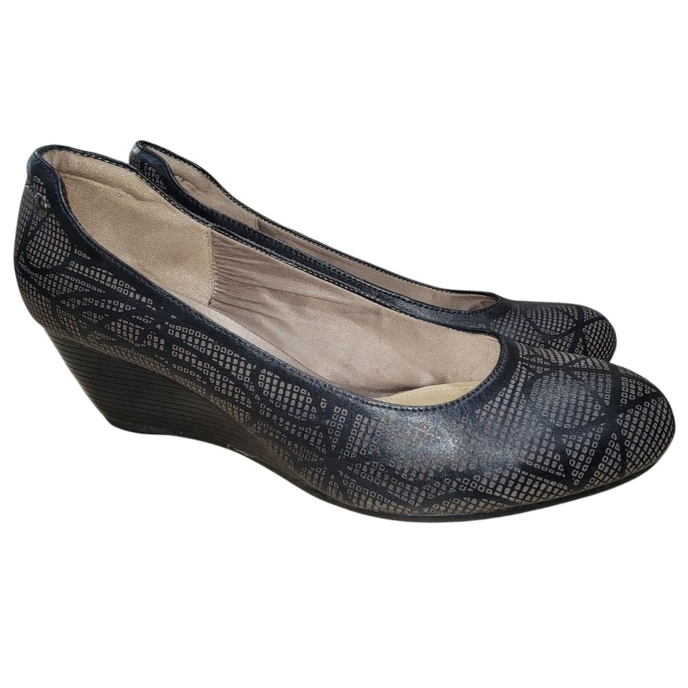Hush Puppies Women's Black Comfort Slip‎ On Wedge Leather Shoes Size 8.5 M
